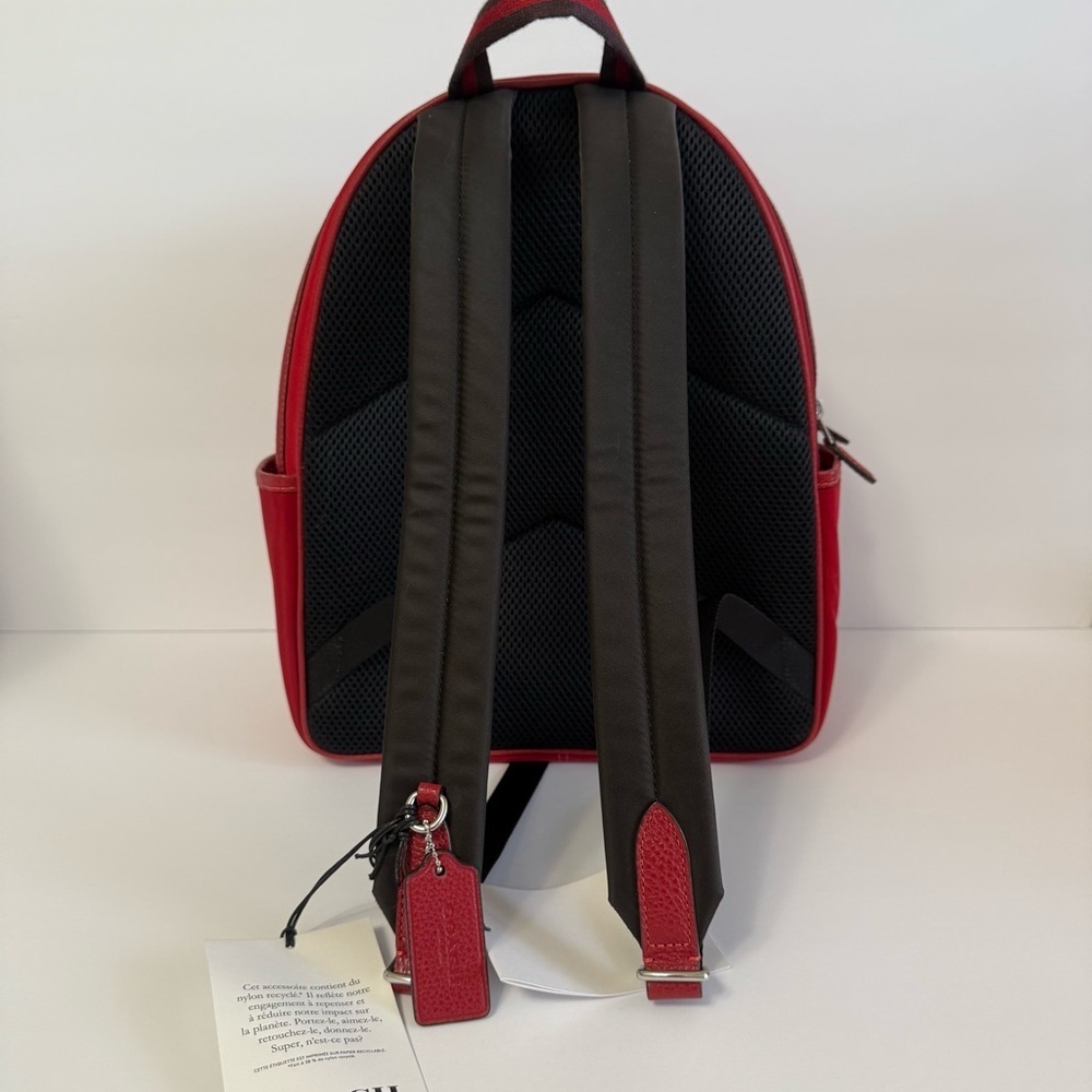 NWT Coach Red Nylon Backpack Minimalist Preppy Academia Designer School Bag - Picture 6 of 13